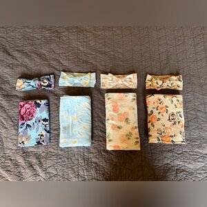 BUNDLE - 4 swaddle and headband matching sets